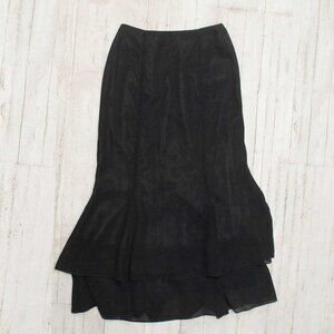 Adrianna Papell Black Chiffon Tiered Maxi Skirt size 4